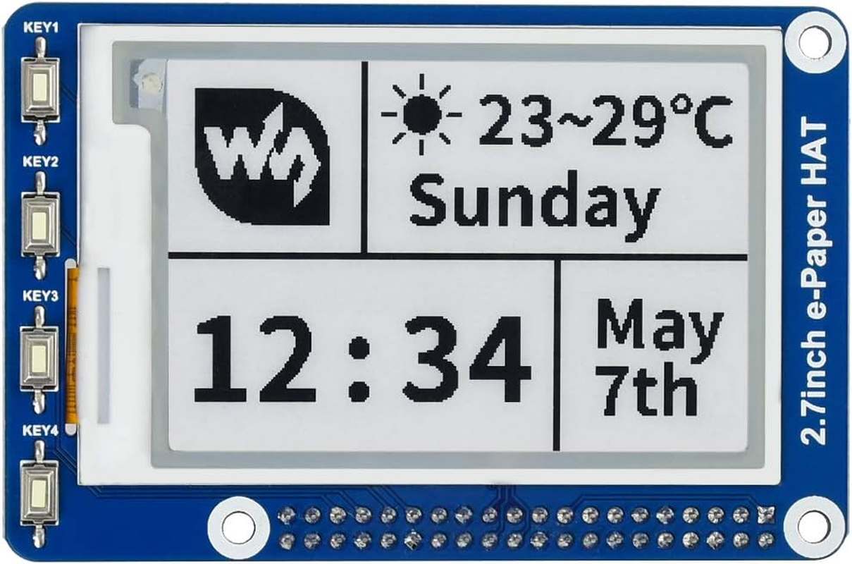 Waveshare 2.7Inch E-Ink Screen Display HAT for Raspberry Pi Electronic E-Paper with Embedded Controller Communicating via SPI Interface image number 6