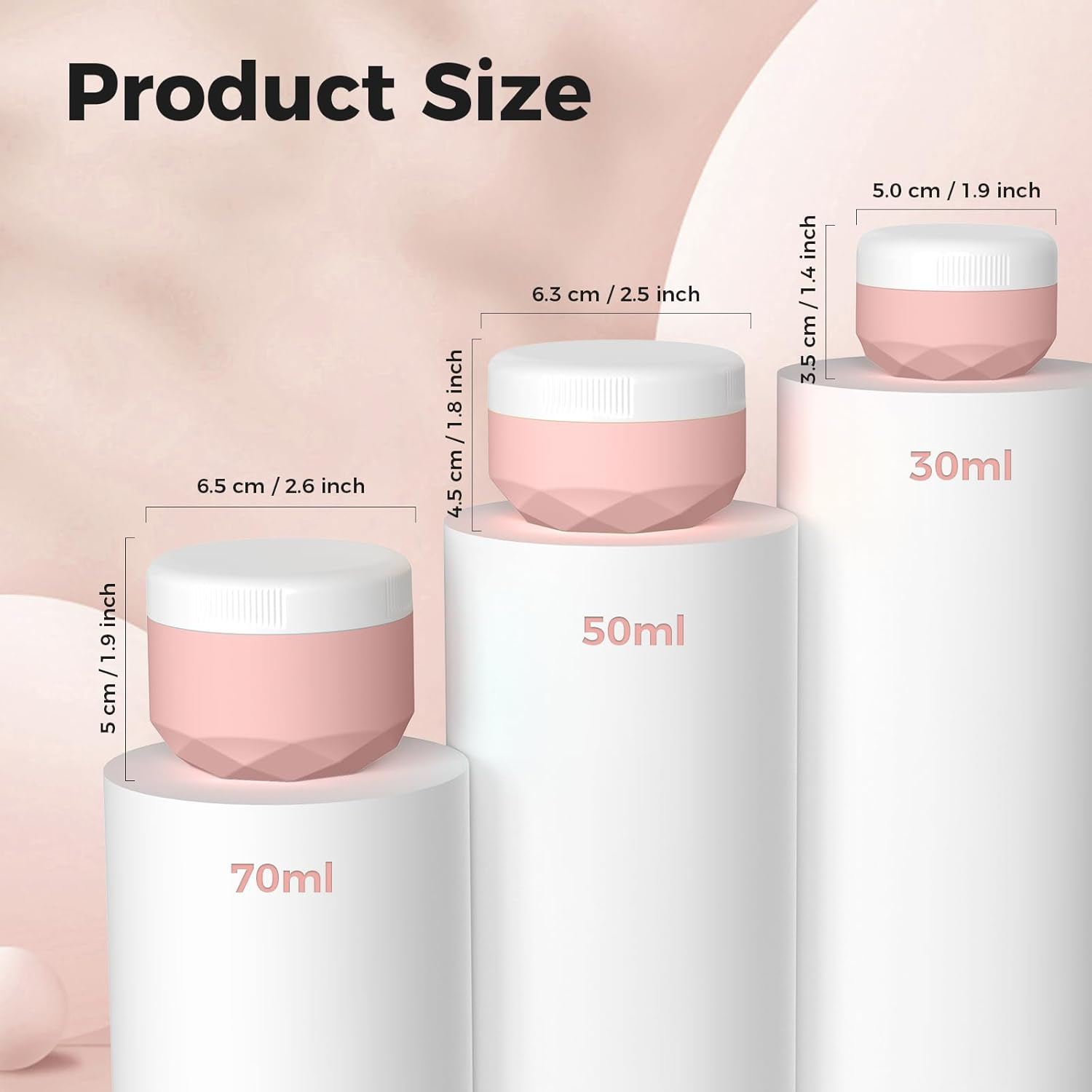 Silicone Travel Containers for Toiletries, BPA Free TSA Approved 1Oz Jars, Leak-Proof Essentials with Lid for Cosmetic Face Hand Body Cream image number 2