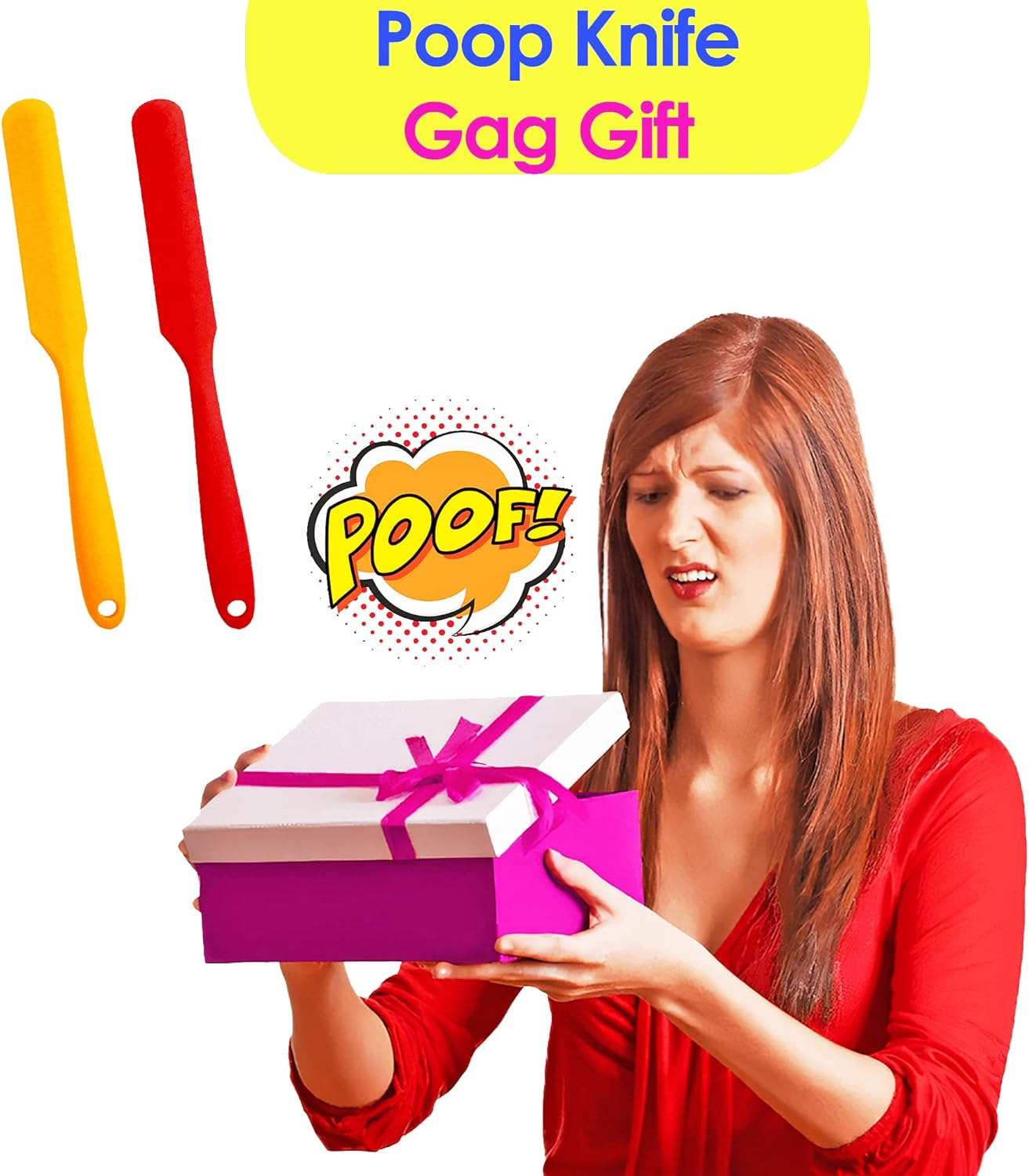 Hosrnovo Poop Knife, (2 Pack) Silicone Spatula Poo Knife for Toilet Block, Prank Funny Gag Gift for Christmas and Kids image number 4