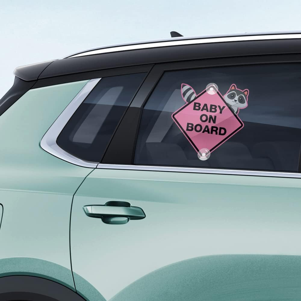Vesvory 2Pcs Cute Bear Baby on Board Sticker for Cars,Vinyl Decals Funny Kids on Board Sign Baby Safety Warning Car Decal (Pink Bear) image number 2