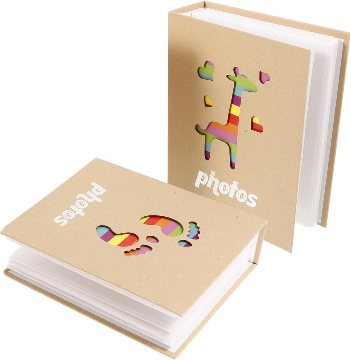 2Pcs Cute Photo Album Keepsake with Giraffe for Storing Photos Cards and Small Keepsakes for Family Friends and Special Occasions image number 4