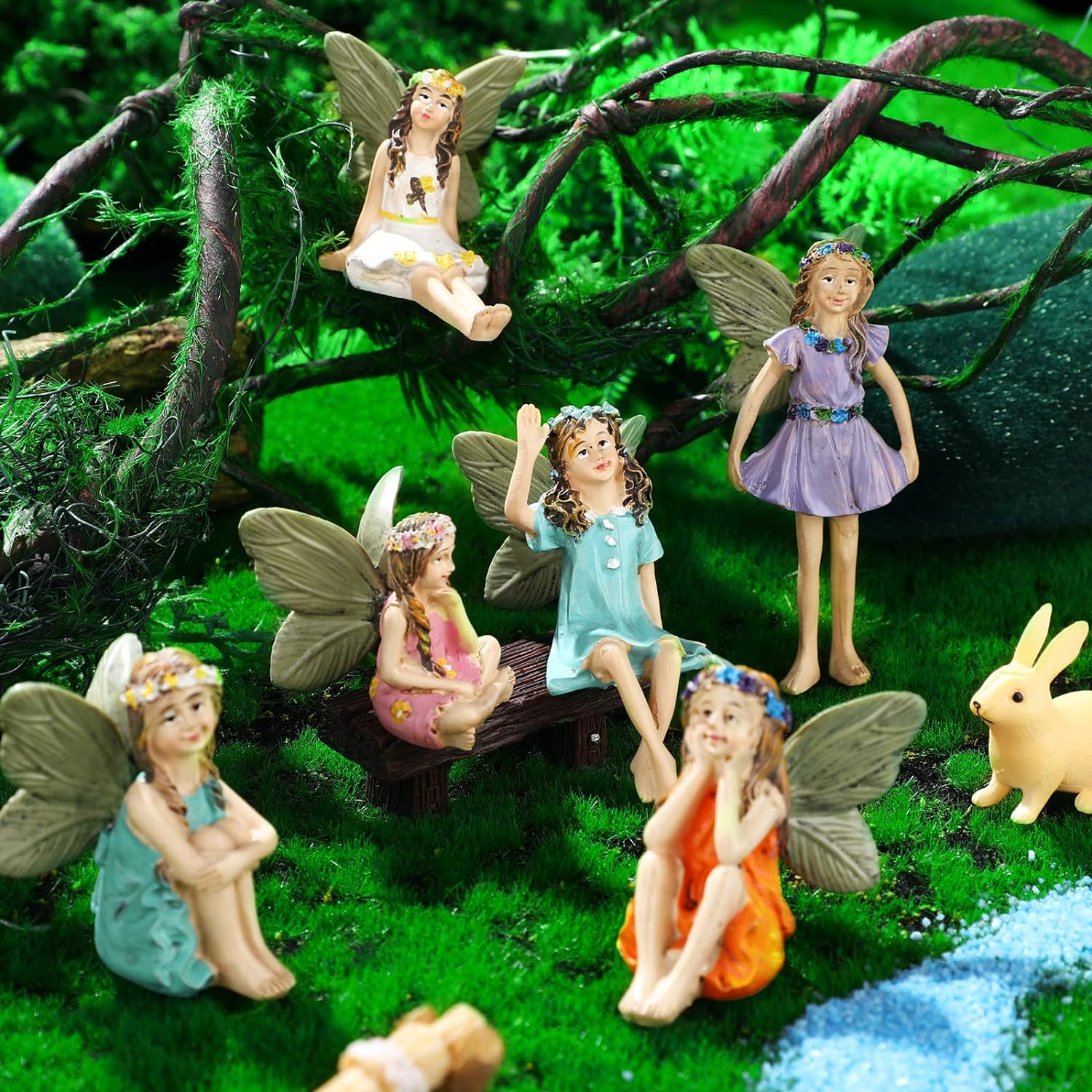 120 Pieces Garden Kit Accessories Garden Animals Miniatures Fairies Miniature Figurines Micro Landscape Ornaments DIY Kit for Outdoor Yard Lawn image number 1