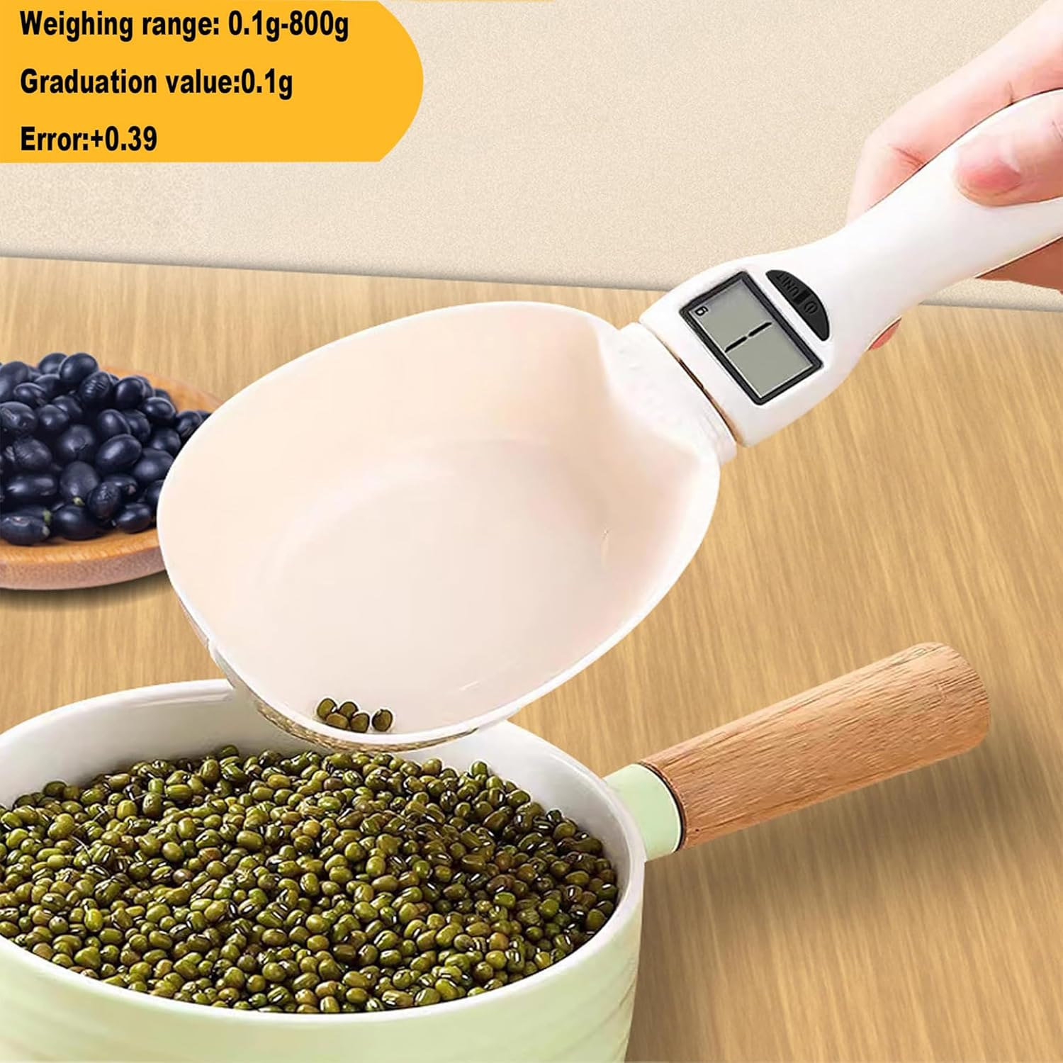 Digital Measuring Spoon Scale, Adjustable Electronic Kitchen Scoop, Max Weight 800G for Accurate Cooking and Baking (1 Pcs) image number 6