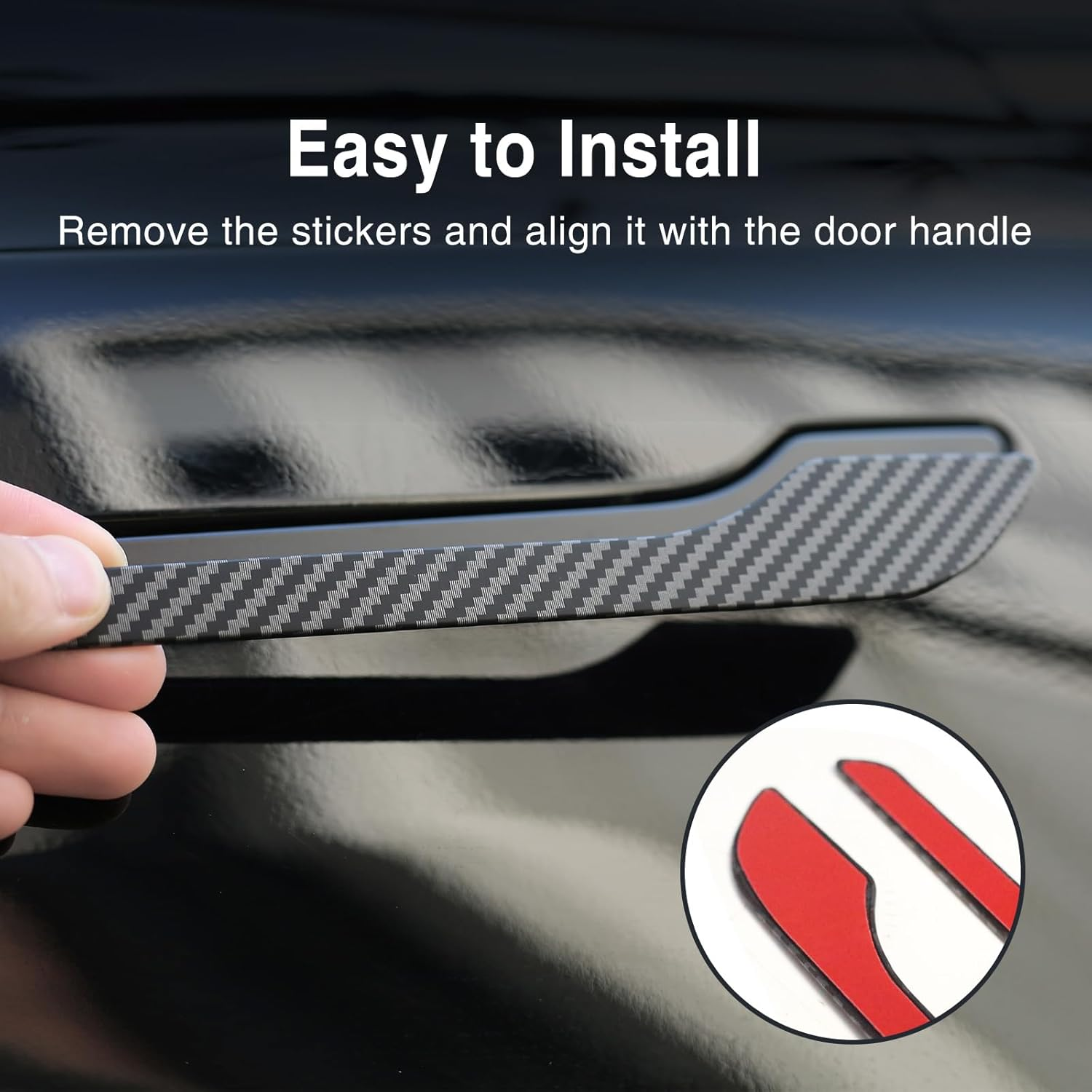 For Tesla Door Handle Sticker anti Scratch for Tesla Car Doorhandle Wrap for Model 3/Y Accessories 4PCS Door Handle Protective Tesla Accessories (Matte Carbon Fiber Textures) - Blue image number 3