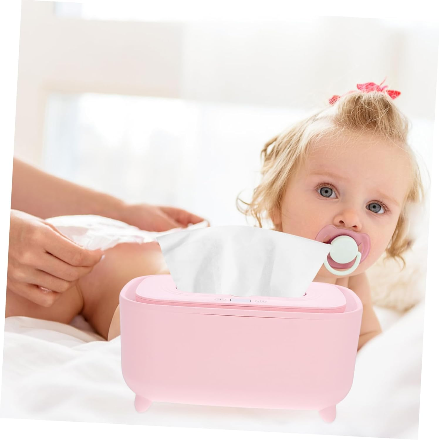 Baby Wipe Warmer USB Portable Wet Tissue Dispenser Adjustable Temperature Cherry Pink Baby Wet Tissue Heater for Newborns Travel Use image number 5
