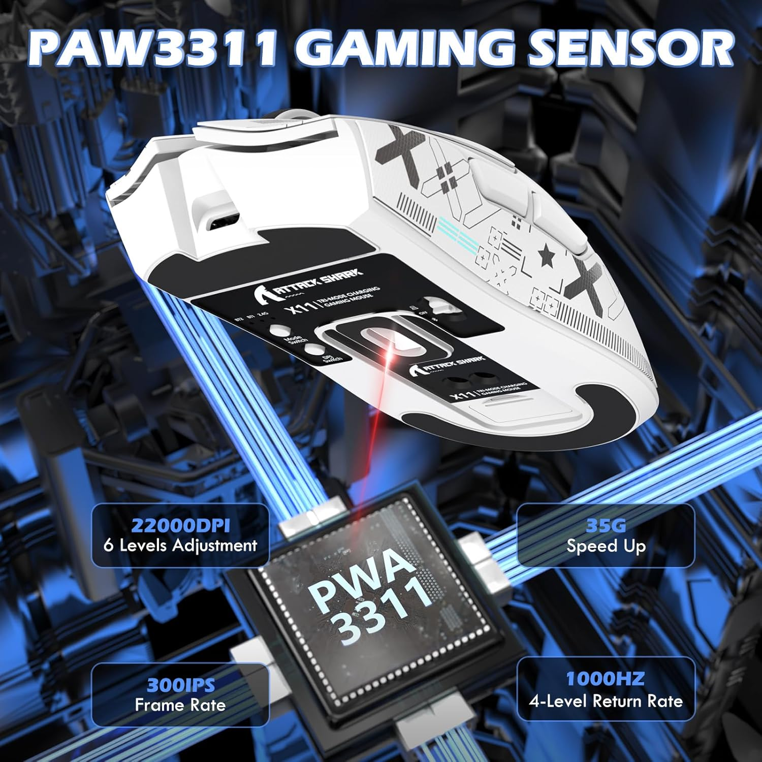 ATTACK SHARK Wireless Mechanical Gaming Keyboard & Mouse Combo, Magnetic Hall Keyboard,8Khz Polling,0.01Mm RT Precision,Adjustable Actuation,Wireless Gaming Mouse with Dock,Paw3311,22K DPI for Games image number 2