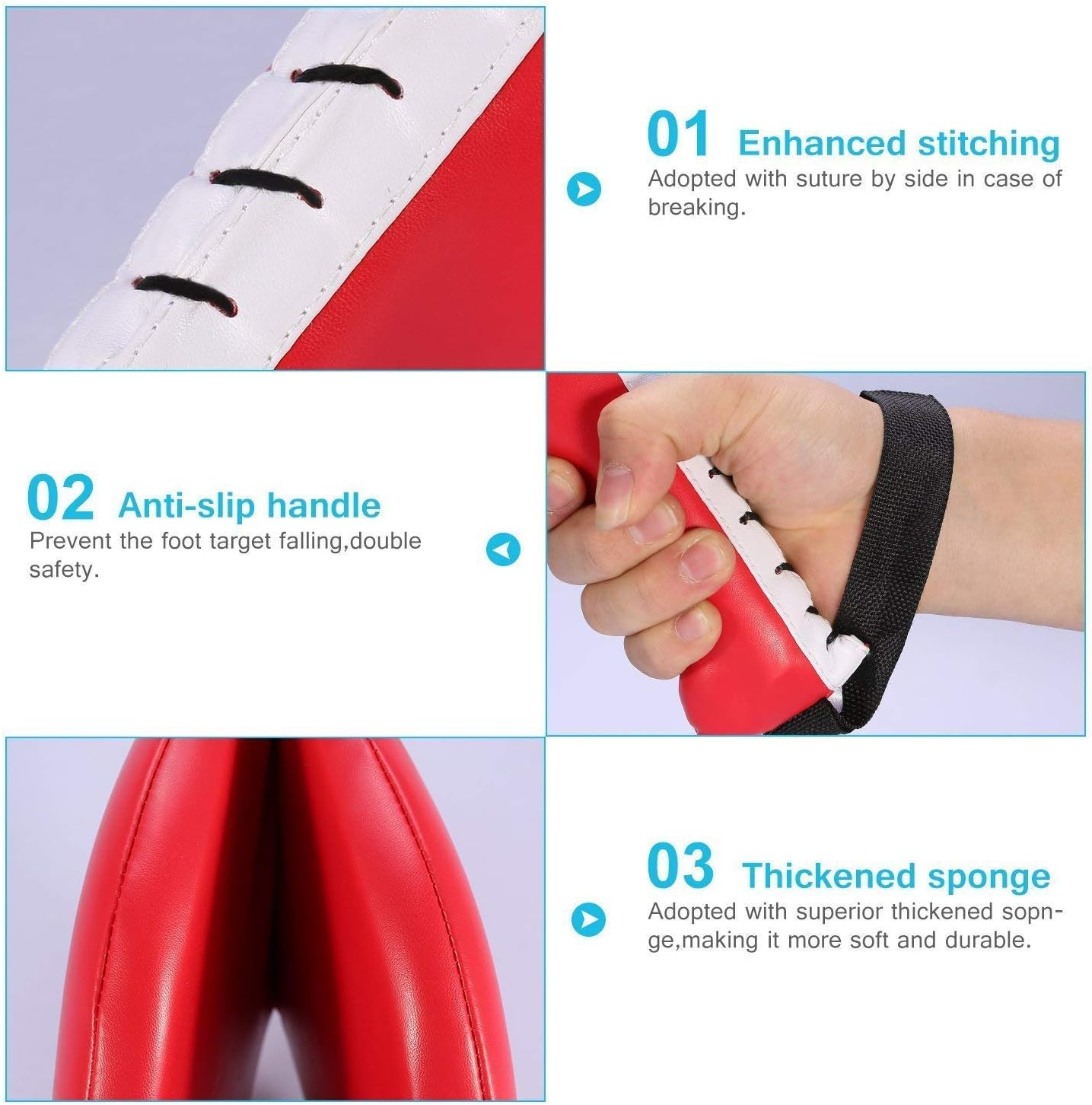 Yosoo 1 Pair of Taekwondo Double Kick Pad Target Tae Kwon Do Karate Kickboxing Training TKD Kicking Pad Practice Kick Target Training Double Face Kick Foot Pad Martial Arts Equipment Sporting Goods Pa image number 6