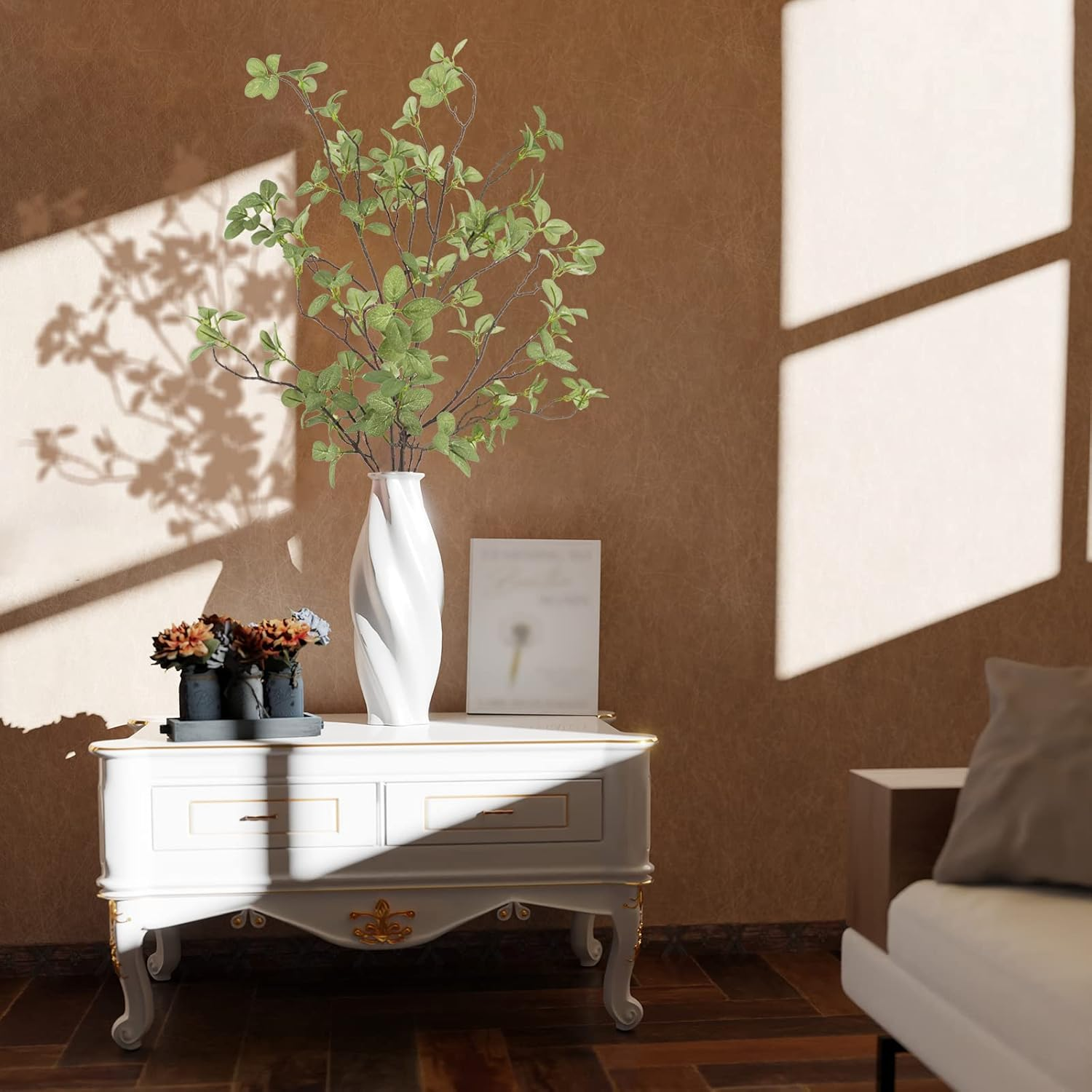 Ruidazon 2 Pcs Artificial Greenery Stems, 41.3&rsquo;&rsquo; Tall Fake Plants Branches Faux Greenery Ficus Twig Leaf for Home Garden Shop Office Desk Decoration image number 4