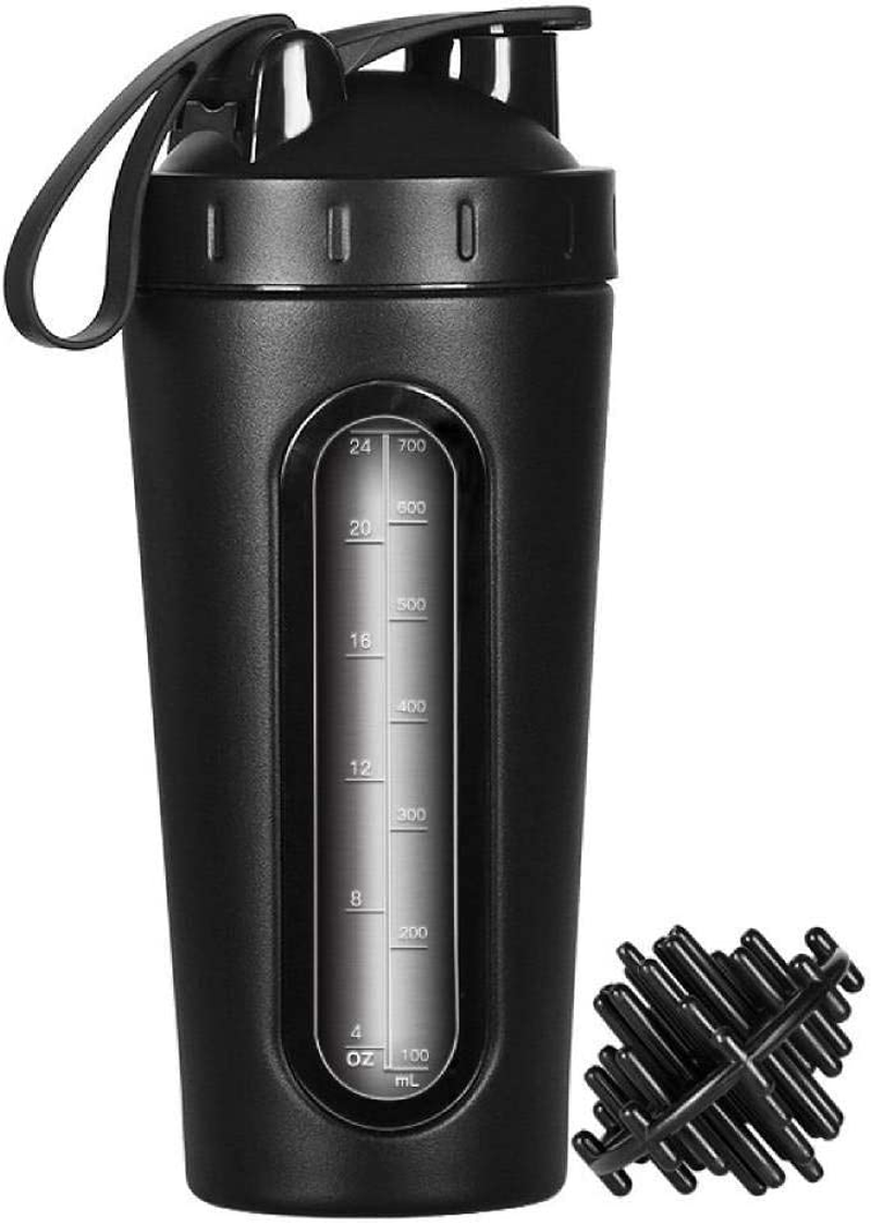 800Ml (28Oz) Stainless Steel Protein Shaker Bottle with Mixing Ball | Visible Window | Carrying Loop | Leak Proof | BPA Free | 2018 New Model | 2 Colors image number 2