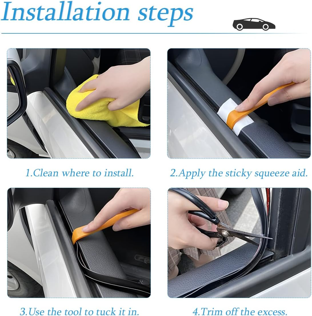 AUCELI Car Window Seal Strip, Windshield Weather Strip for Car, Automotive Waterproof Soundproof V-Shape Self Adhesive Trim Cover, Universal Vehicle Rubber Weatherstrip Draft Seal Strip image number 5