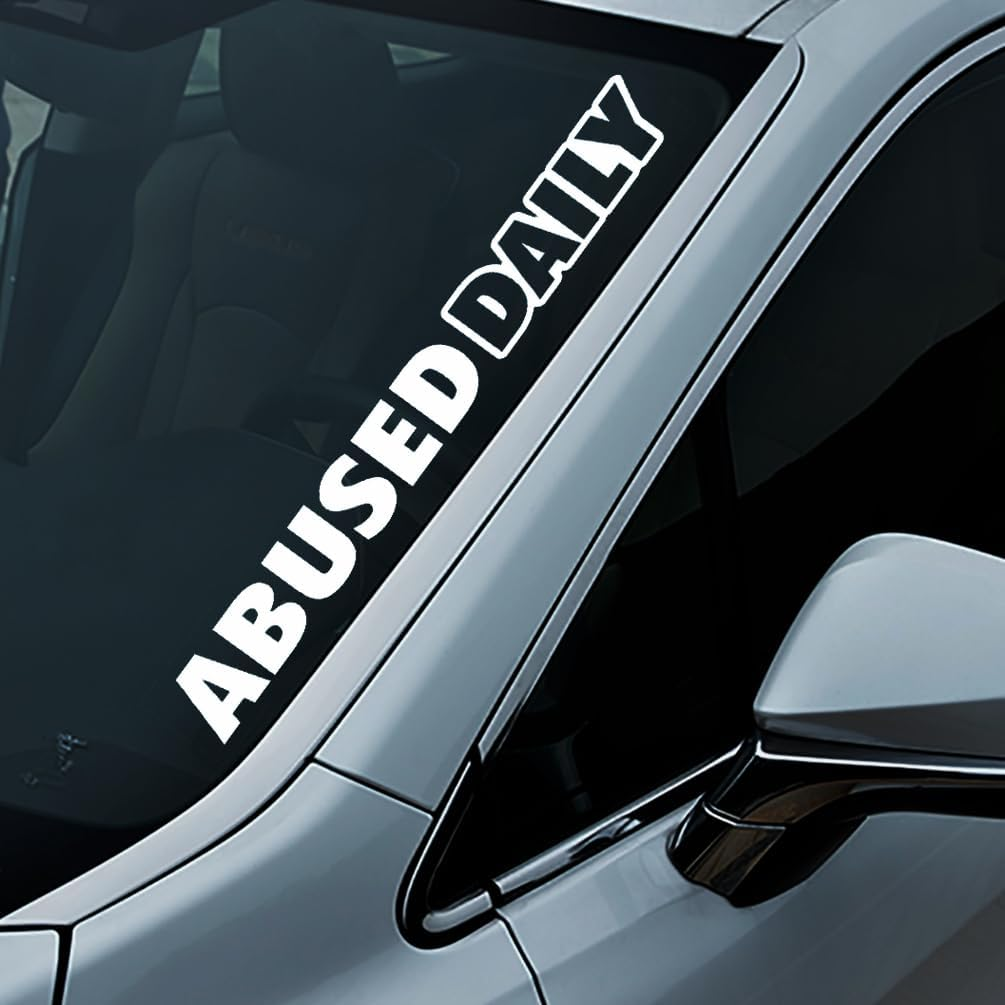 XTRAYXRAY Abused Daily Windshield Banner Sticker JDM Racing Drift Lowered Car Decal Window Bumper Decal Sticker Suitable for Cars, Trucks image number 2
