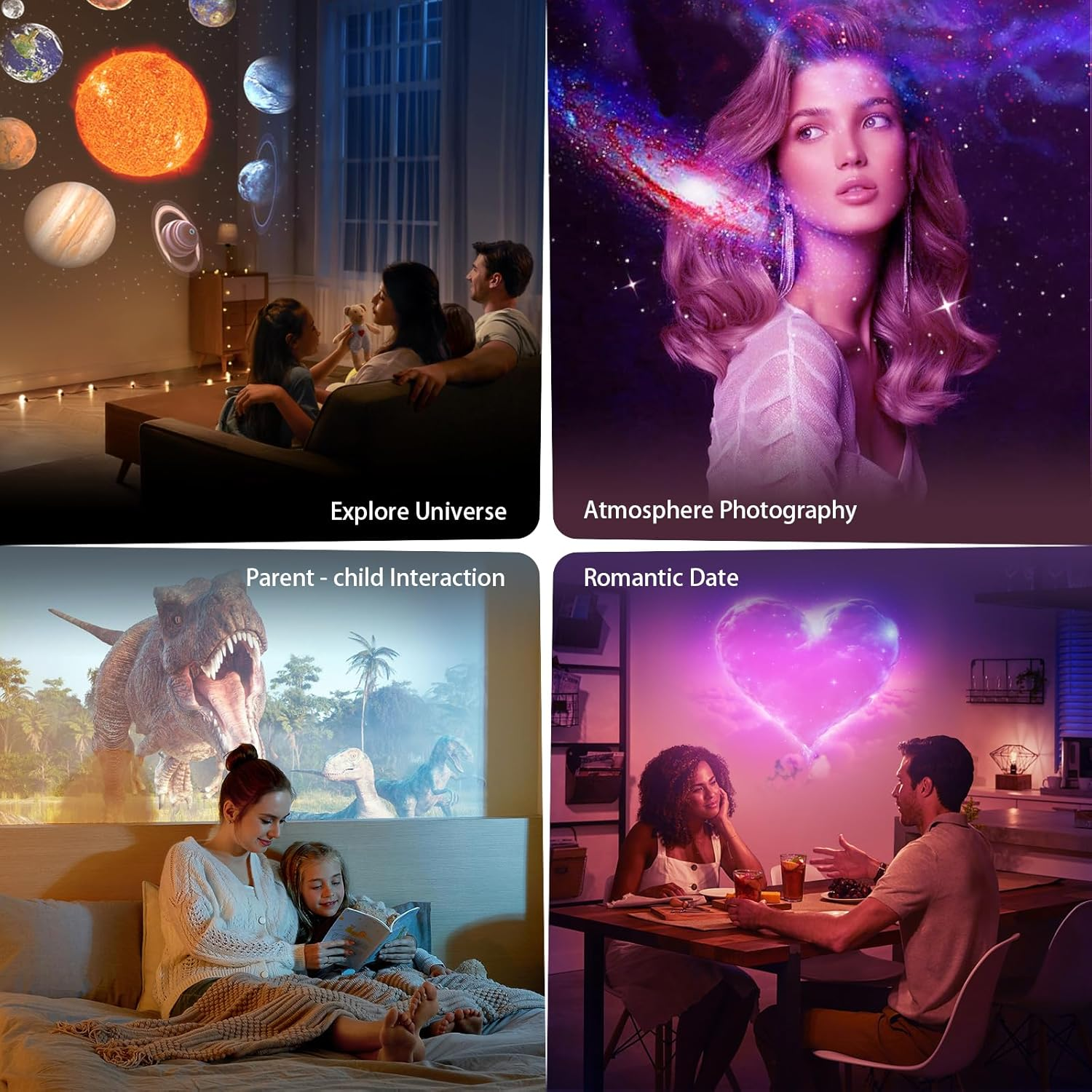 Lithomy Galaxy Projector with 13 4K HD Discs, Wide Viewing Angle HD Focus Star Projector, 6 Exquisite Lighting Effects Night Light Projector,For Adults Kids Bedroom Decoration,Black image number 4