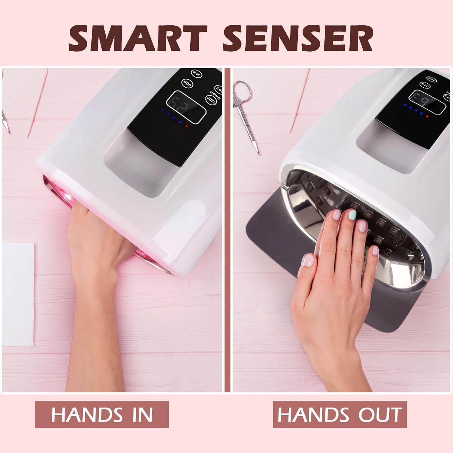 90W UV Nail Lamp Rechargeable Nail Dryer UV Light for Nails with Automatic Sensor/4 Timer Setting, Large Capacity-15600Mah Cordless Nail Gel Dryer