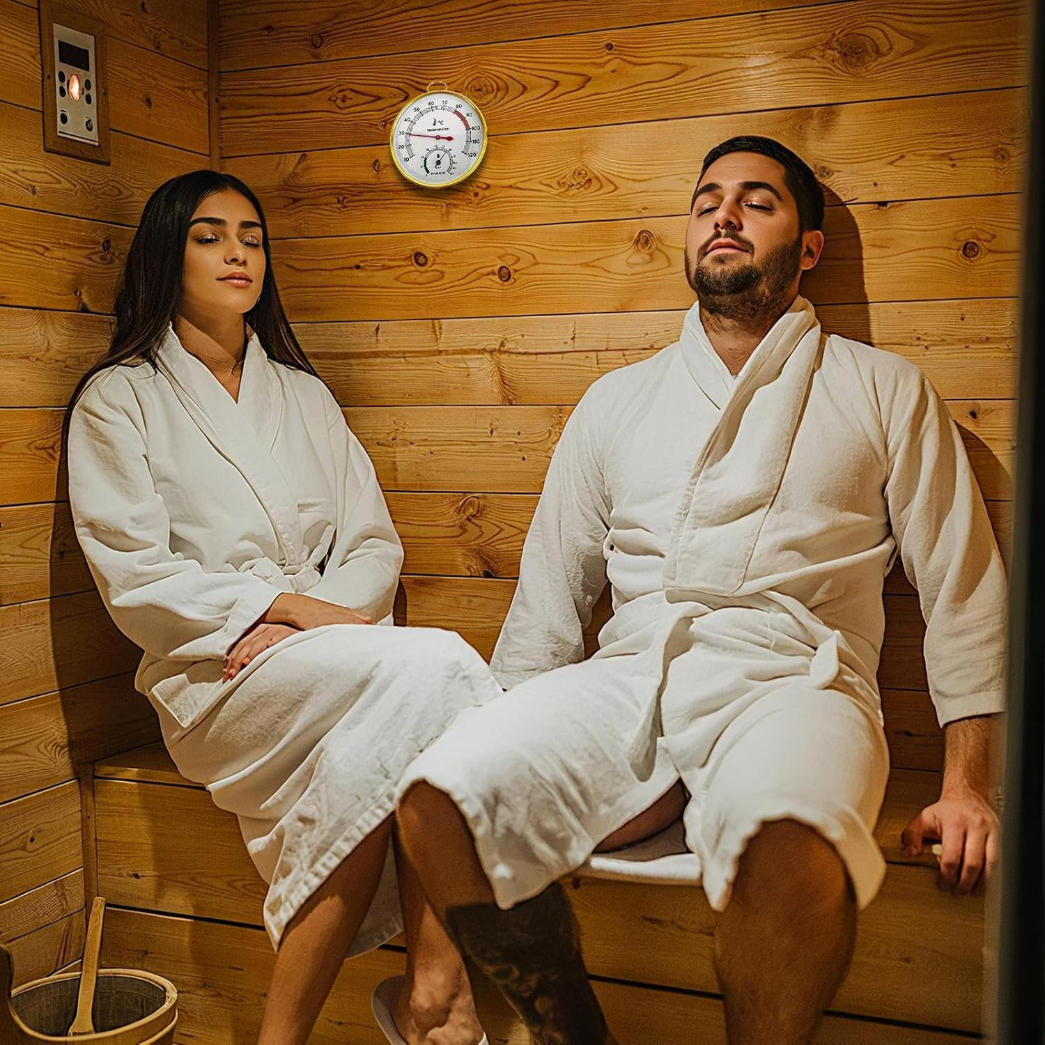 Sauna Thermometer &ndash; Purpose Temperature and Humidity Gauge with Metal Hanging Ring | Battery Free Physical Sensing Thermometer for Steam Sauna Room image number 3