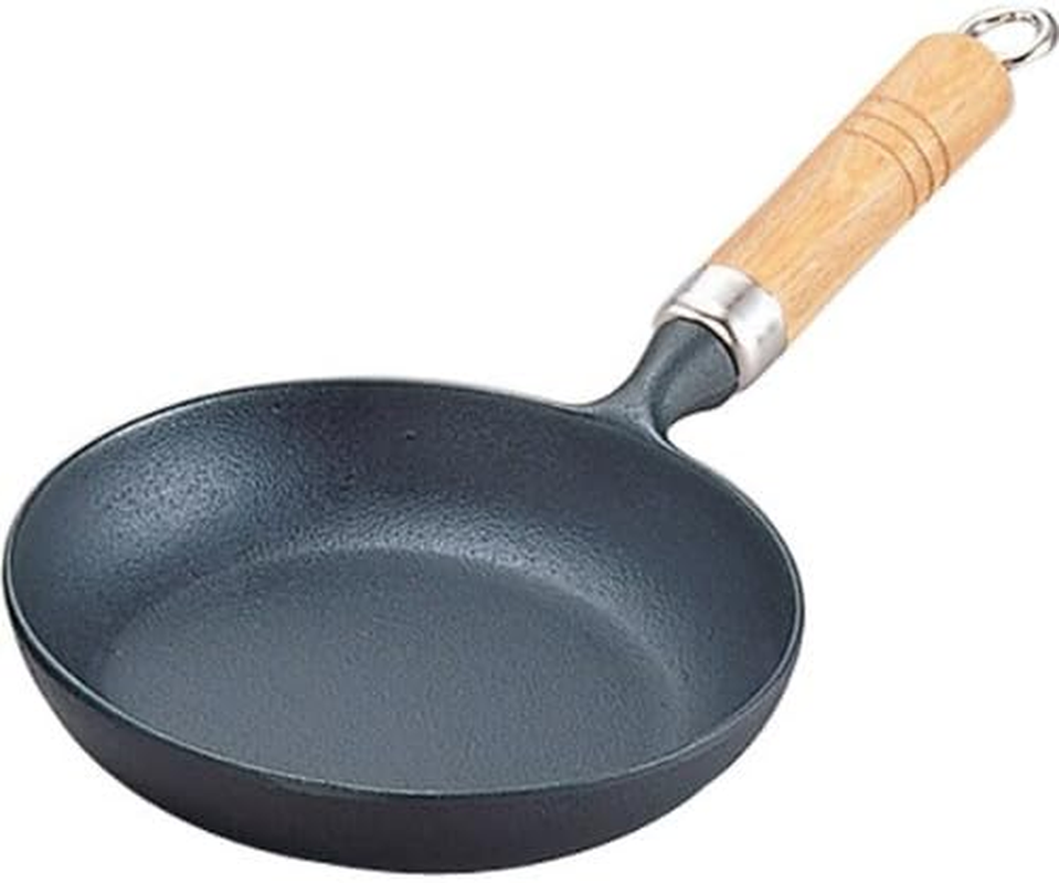 Iwachu 24004 Nambu Ironware Omelet Pan, 7.1 Inches (18 Cm) (With Wooden Handle), Black Baked, Induction Compatible, Iwachu image number 1