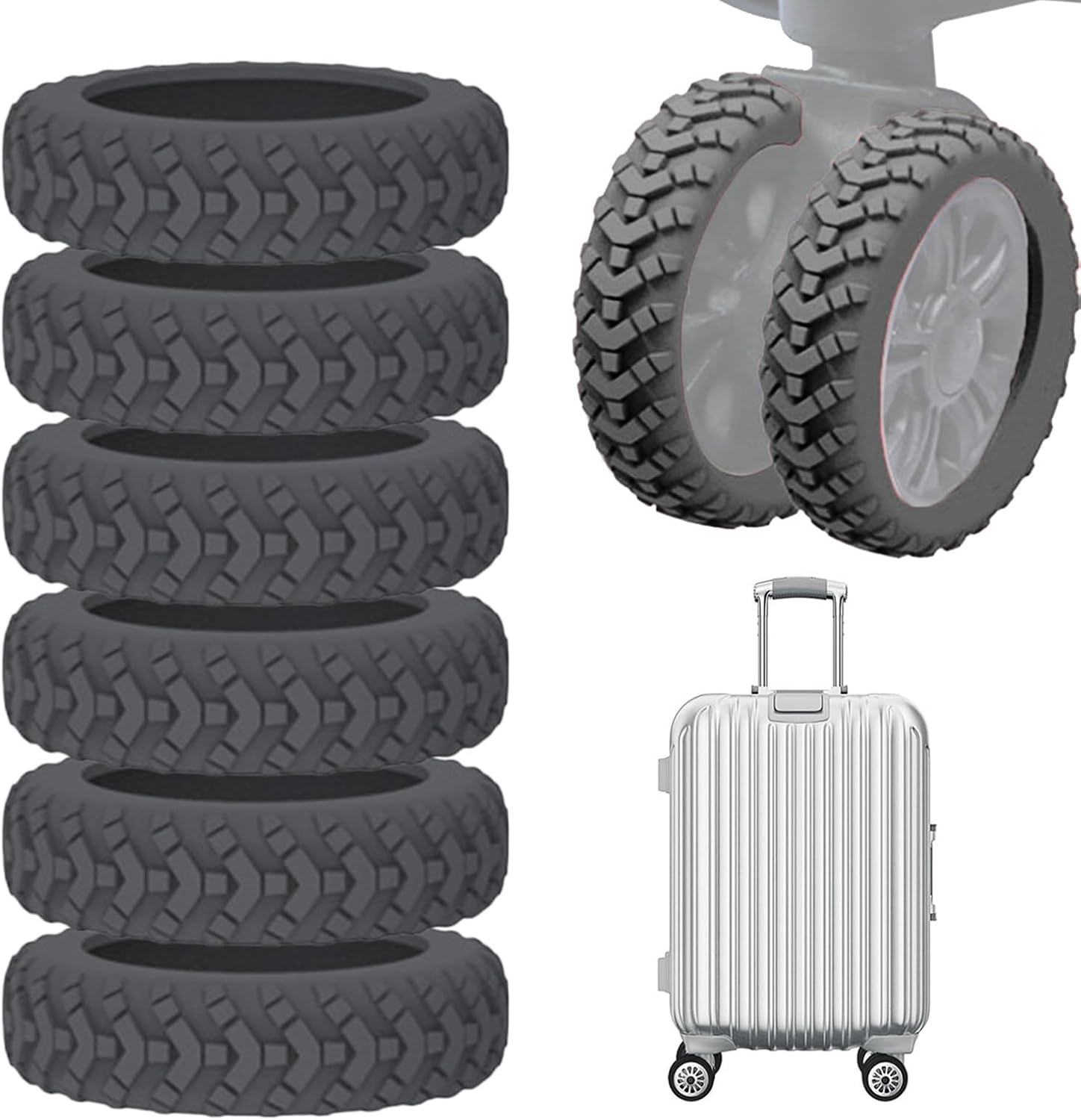 8Pcs Luggage Wheel Covers, Silicone Luggage Wheel Protector Covers, Reduce Noise Shock-Proof Luggage Spinner Wheel Covers image number 6