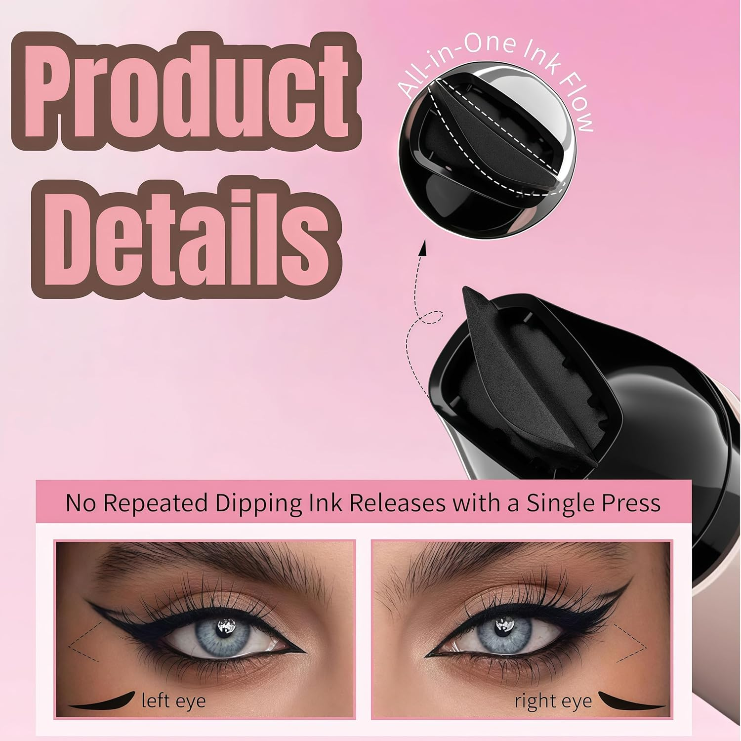 2 Pack Gel Eyeliner Pencil Set with 2025 Foldable Wing Stamp, Waterproof & Smudge-Proof Eyeliner Tool, Easy Winged Liner Pen for Beginners, Long-Lasting Eye Makeup (Black) image number 5