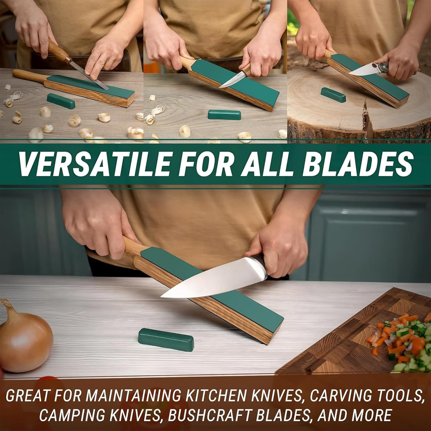 Yeanifeana Double Sided Leather Strop Paddle Kit with Premium Polishing Compound, 2-Sided Professional Stropping Kit for Knife Sharpening, Wood Carving & Woodworking Tools image number 4