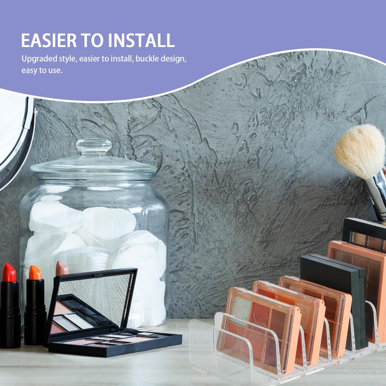 NOLITOY Acrylic Eyeshadow Palette Makeup Organizer, 7-Section Makeup Palette Organizer, Vanity Organizer Storage for Cosmetic Accessories, Eye Shadow, Sunglasses, CD Holder image number 5