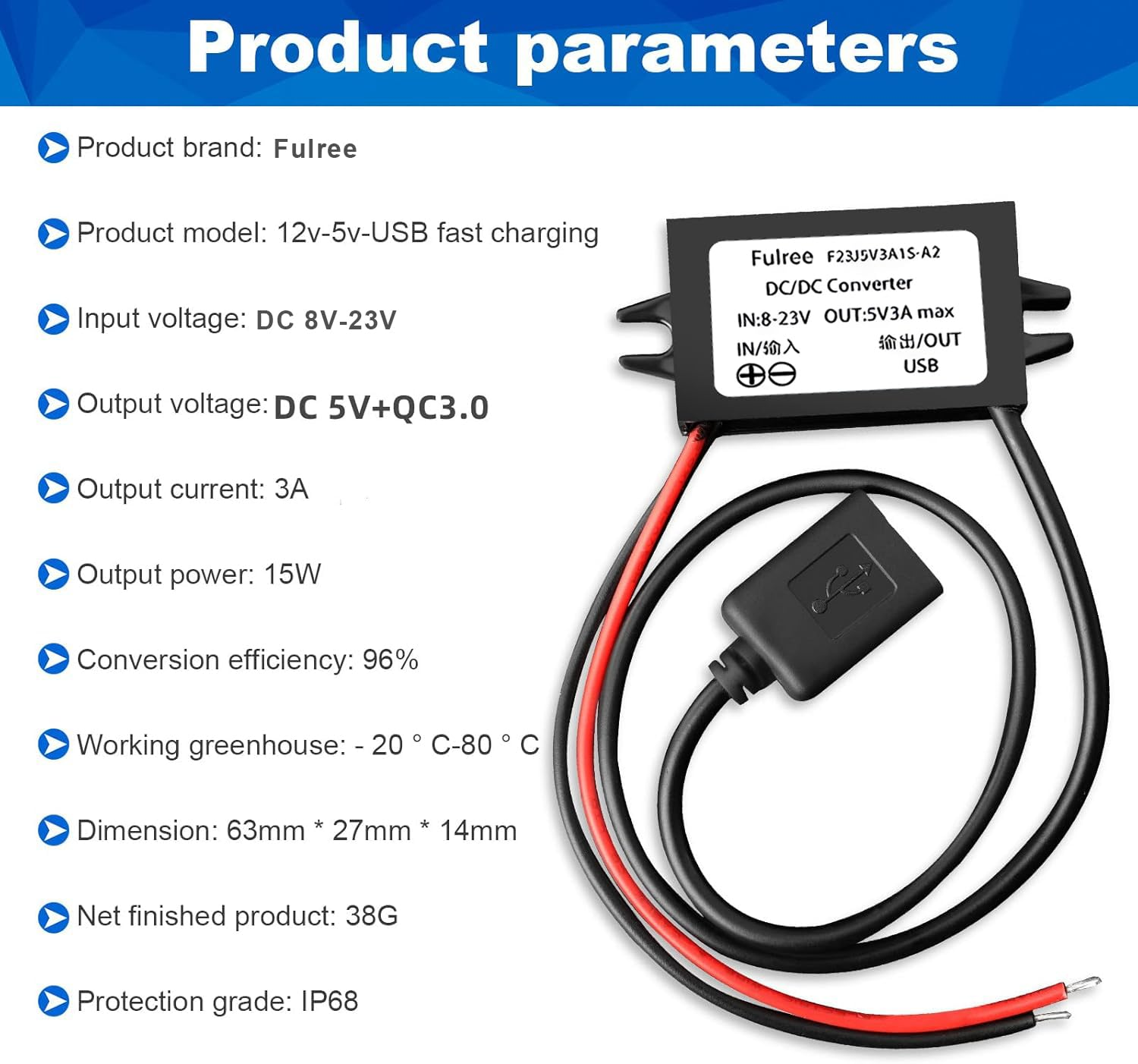 Quick Charge QC3.0 DC 12V/24V to 5V 3A USB Buck Charging Module Step down Voltage Regulator Car Power Converter Adapter (03-USB) image number 1