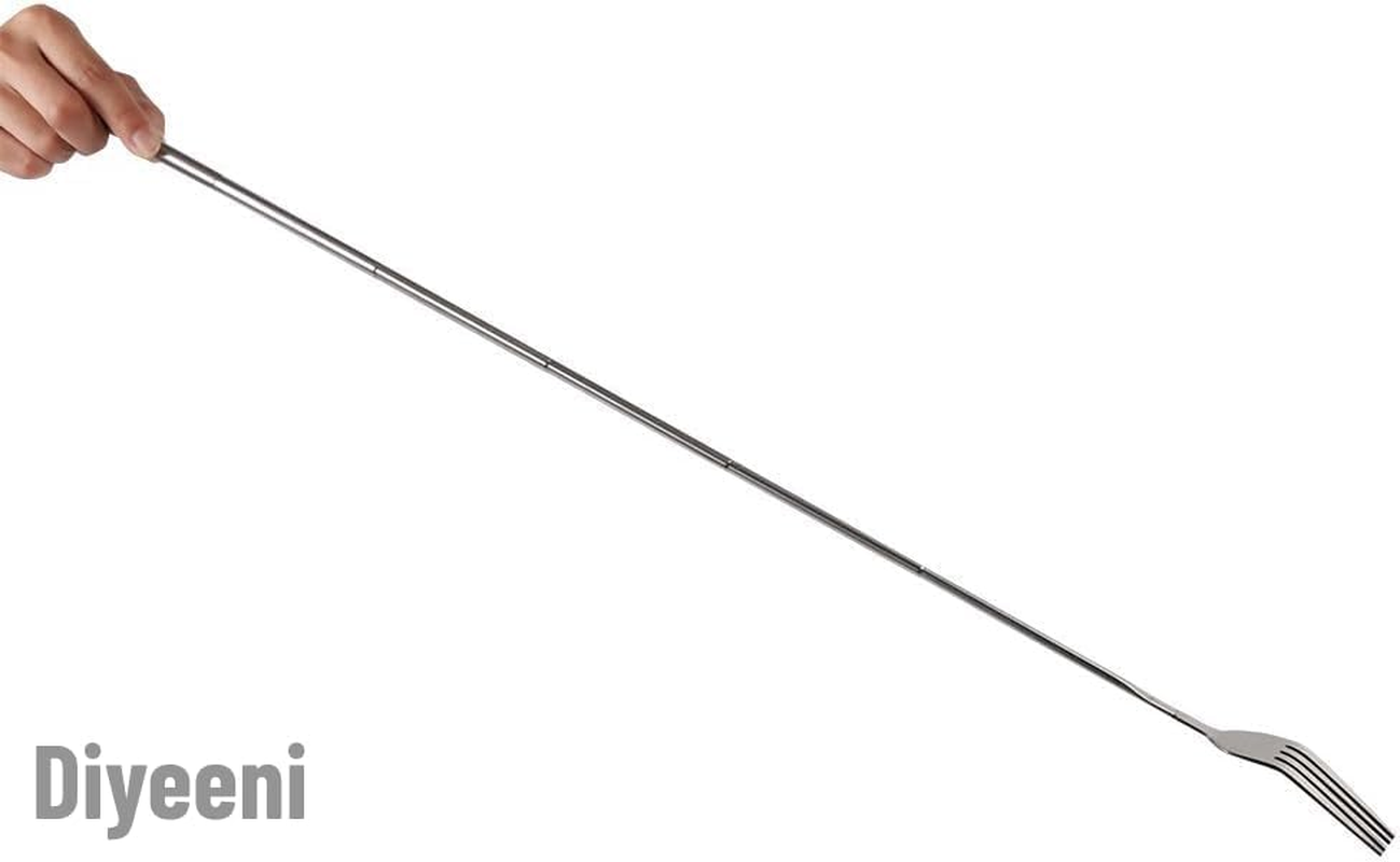 Stainless Steel Dinner Fork,Bbq Telescopic Extendable Dinner Fruit Dessert Long Handle Fork Stainless Steel Cutlery,Anti Rust,Sturdy And image number 4