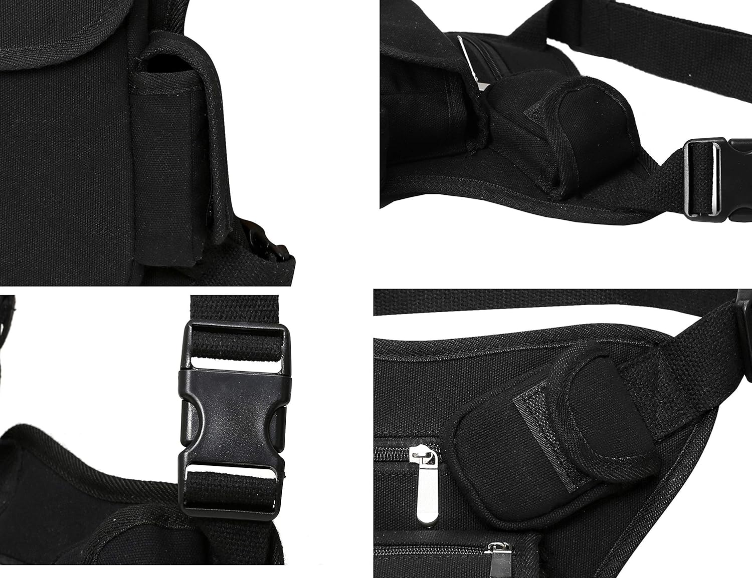 SEALINF Canvas Waist Bag Fanny Pack Racing Drop Leg Bag Motorcycle Outdoor Bag (Black) - Coffee image number 6