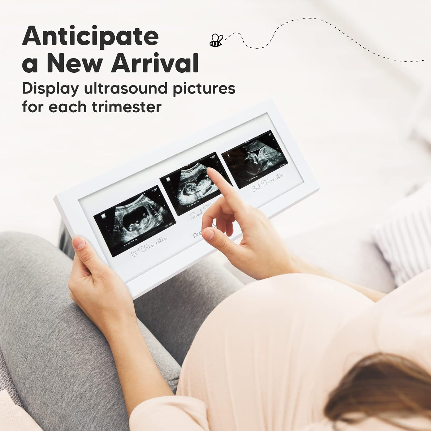 Sonogram Picture Frame - Trio Ultrasound Picture Frames for Mom to Be Gift - Baby Ultrasound Frame for Pregnancy Announcements - Baby Nursery Decor, Pregnant Mom Gifts (Alpine White) image number 2