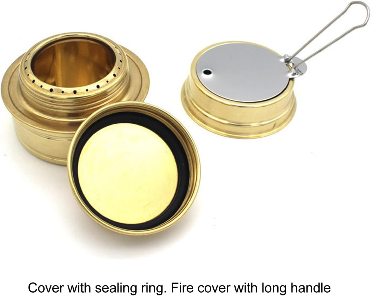 Mini Alcohol Stove, Portable Brass Spirit Burner Cooktop with Aluminium Stand and Extinguish Lid, Ultralight Windproof Camping Cookware for Outdoor Camping, Hiking, Picnic (Dark Green) image number 1