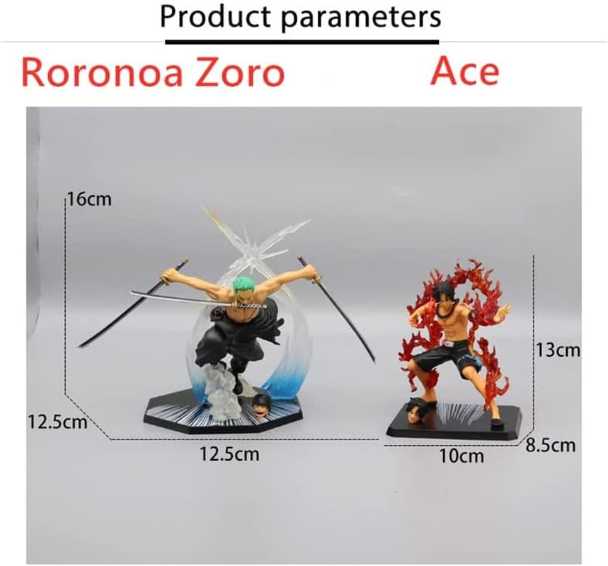 REOZIGN One Piece Ruffy Sanji Zoro Ace Anime Figure, 16Cm Battle Flame Figure Decoration Ornaments Collectibles Toy Animations Character Model (Zoro) - Zoro image number 4
