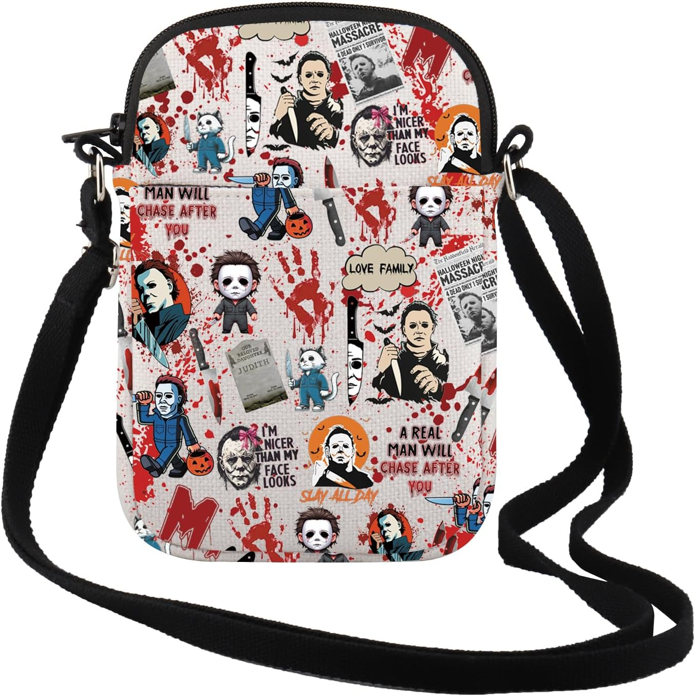 TSOTMO Horror Movie Horror Characters a Real Man Will Chase after You Makeup Bag Funny Halloween Scary Halloween Movie Gift image number 2