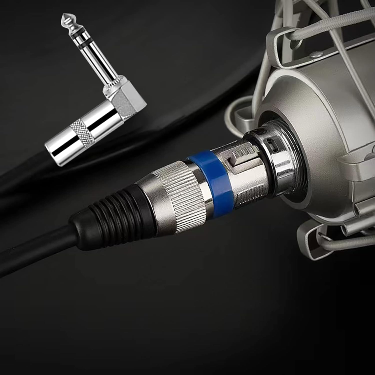 Right Angle 1/4 Inch TRS to XLR Male Cable, Tunghey Unbalanced 6.35Mm(1/4 Inch) TRS to XLR Male Cable Gold Plated Quarter Inch to Male XLR Microphone Cable Interconnect Cable (1M) image number 1