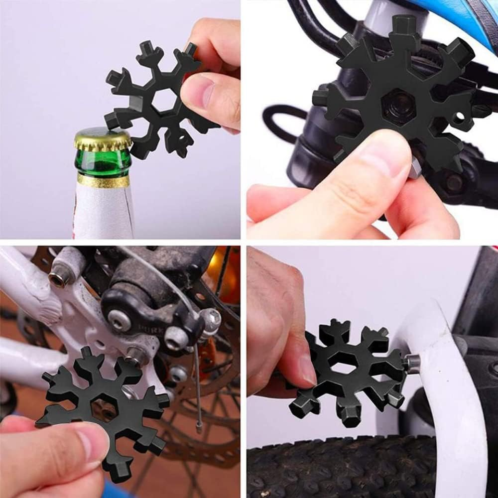 18-In-1 Snowflake Multitool, Snowflake Screwdriver Tactical Tool for Bottle Opener/Outdoor EDC Tools, Mens Valentines Gifts,Cool Camping Gadgets Tools for Men,Birthday Gifts for Men,Dad,Husband -Black - Color image number 6