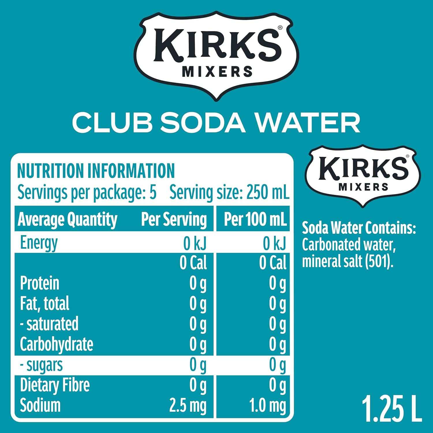 Kirks Club Soda Water Multipack Bottles 12 X 1.25L image number 2