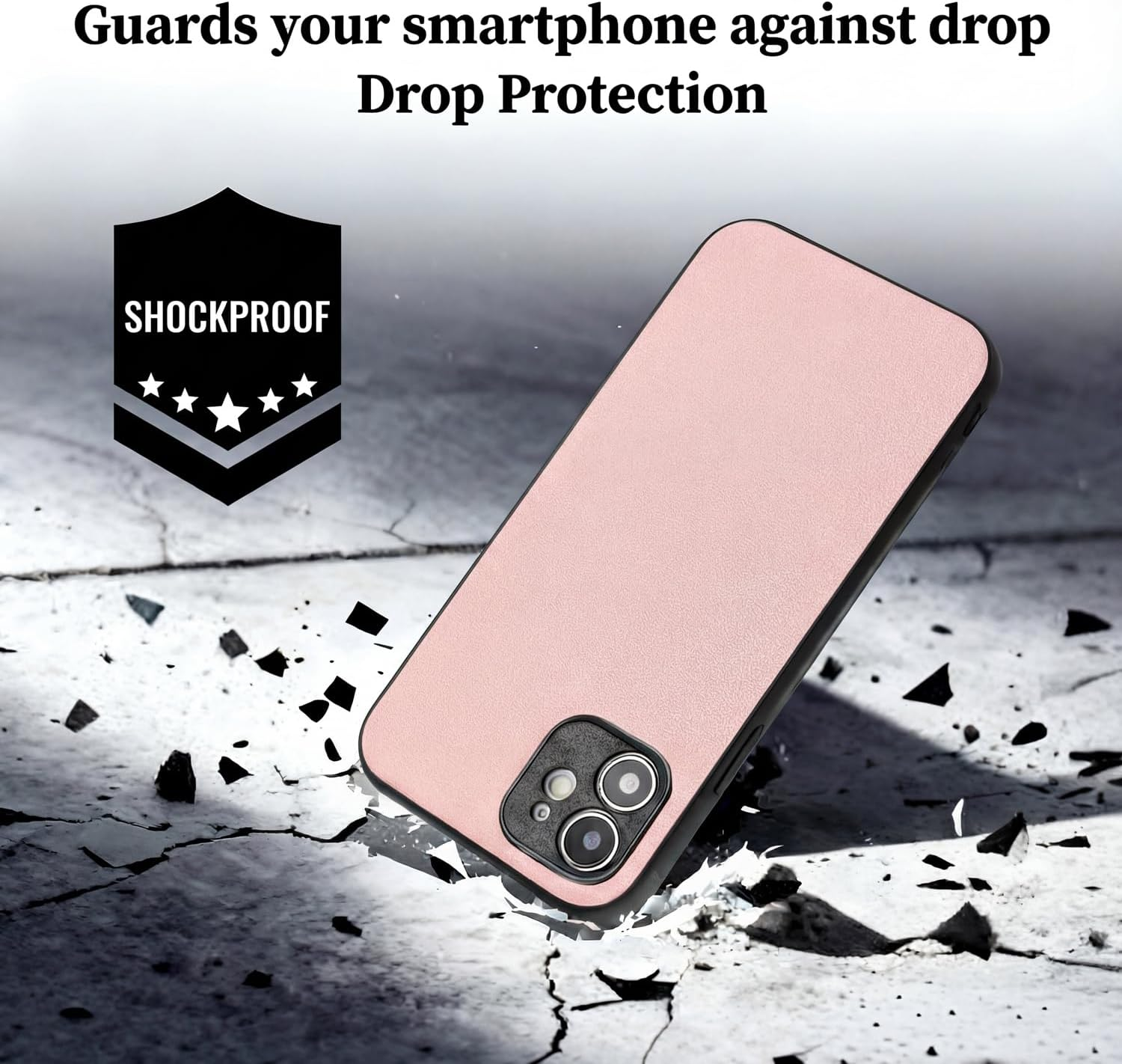 IUQXU Mobile Phone Case for Motorola Moto G55 5G Case with Tempered Glass Shockproof Non-Slip Protective Case Anti-Fingerprint Scratch-Resistant Lightweight Leather Case for Motorola G 55 Motog55 Pink image number 3