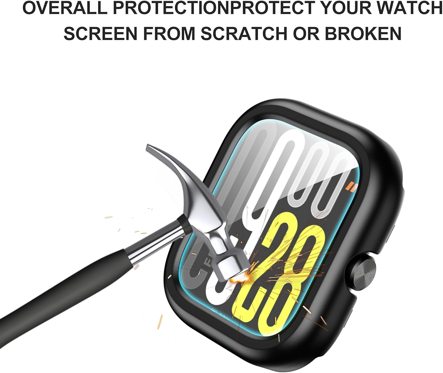 FDHYFGDY Case for Xiaomi Redmi Watch 5, All-Round PC Protective Case with Screen Protector, Screen Protector Compatible with Xiaomi Redmi Watch 5 - Black image number 3