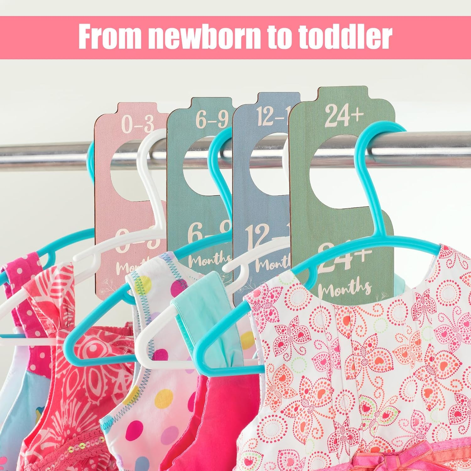 8Pcs Baby Clothes Dividers, 8 Colors Baby Wardrobe Dividers Wooden Double-Sided Baby Closet Dividers Baby Clothes Organizer Dividers Nursery Hanger Dividers from Newborn to Toddler image number 6