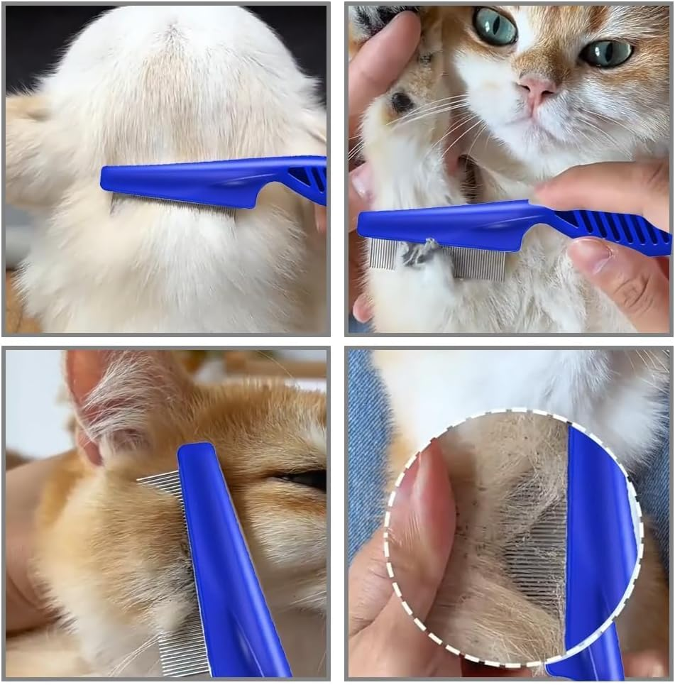 Pack of 6 Cat Dog Flea Comb, Lice Comb, Flea Comb for Removing Fleas, Metal Teeth Lice Comb, Flea Tear Stain Remover Comb