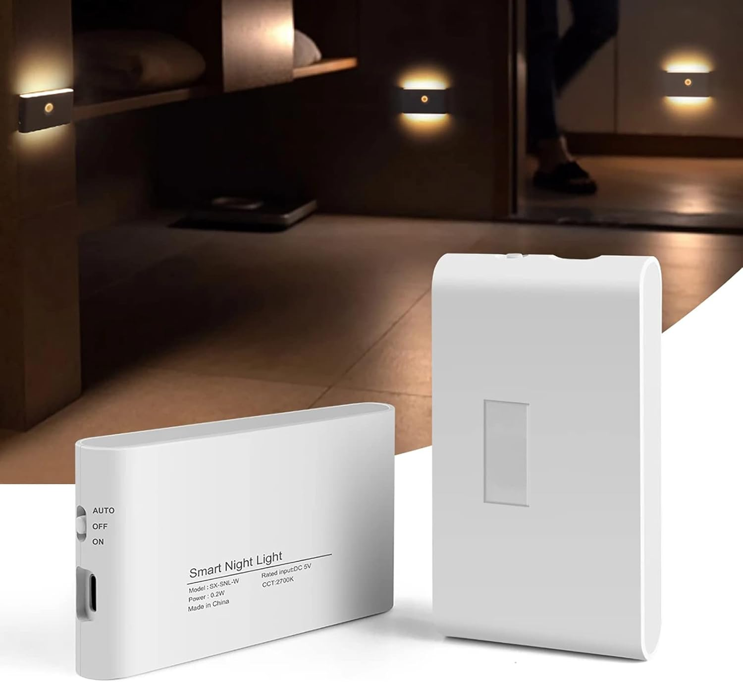 Shenzhi Tech Motion Sensor Night Light, Rechargeable Powered LED Closet Light, Wireless Magnetic Cabinet Lights for Indoor Bedroom Kitchen Hallway Stair Toilet Bathroom (Square) image number 1