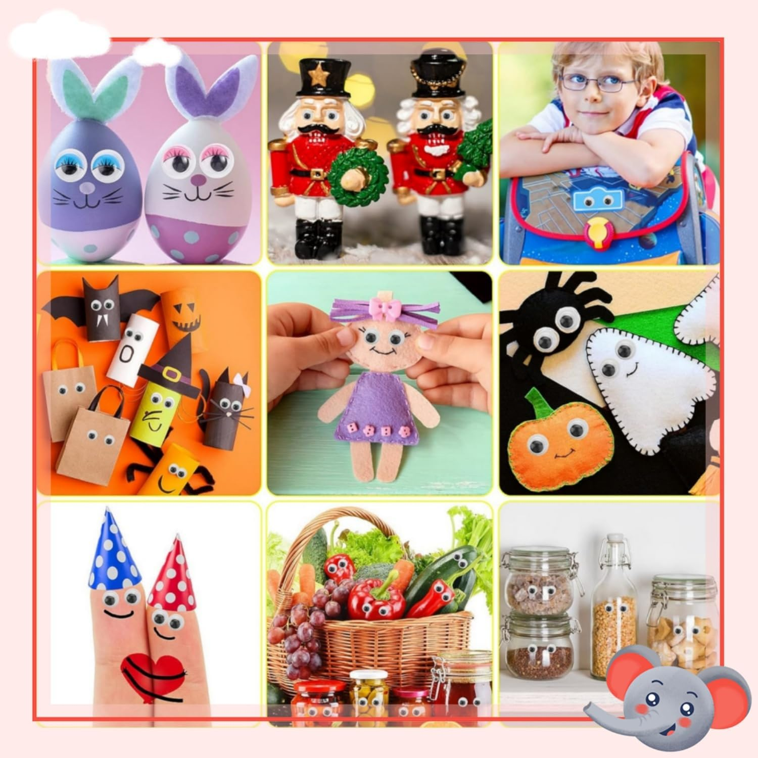 1500Pcs Googly Eyes Self Adhesive for Crafts, Craft Sticker Wiggle Eyes with Multi Colored and Sizes for DIY image number 4