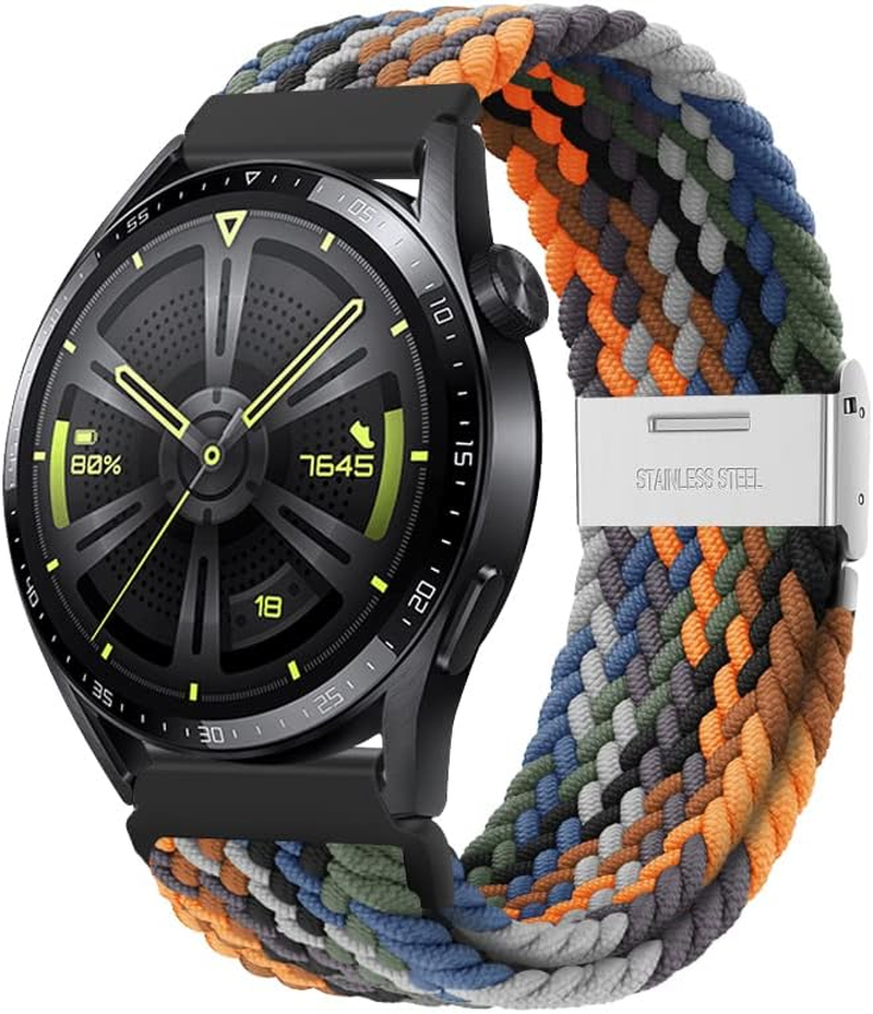 XMUXI Compatible with Samsung Galaxy Watch 3 45Mm Straps Braided Nylon Band, GT 5 GT 4 46Mm Strap, Amazfi GTR 4 GTR 3 Pro Woven Cloth 22Mm Bands Adjustable Elastic Band(Not Include Watch)