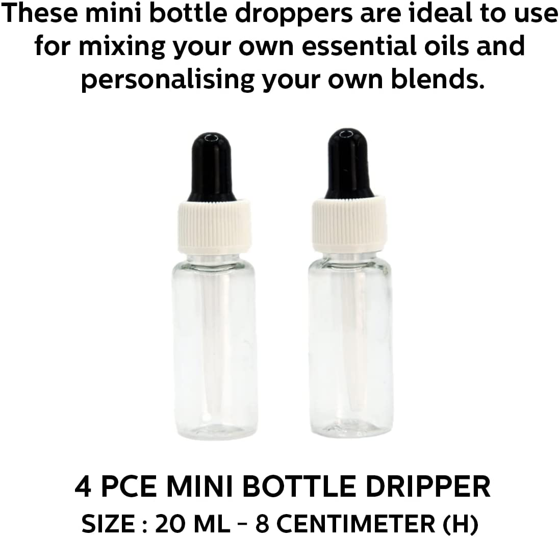 [4PCE] Krafters Korner Mini Bottle Dripper, Leak-Proof, Great for Storing Essential Oils, Perfumes, Fragrance Oils, Massage Oils, Great for Daily Use or for Travel, Can Be Fit Easily in Your Purse or Handbag and so on - Clear (8Cm) image number 1