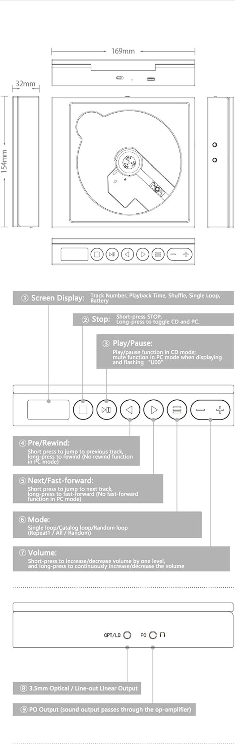 MOONDROP DISCDREAM 2 Portable CD Player USB Desktop Sound Card Function Optical Digital Output image number 4