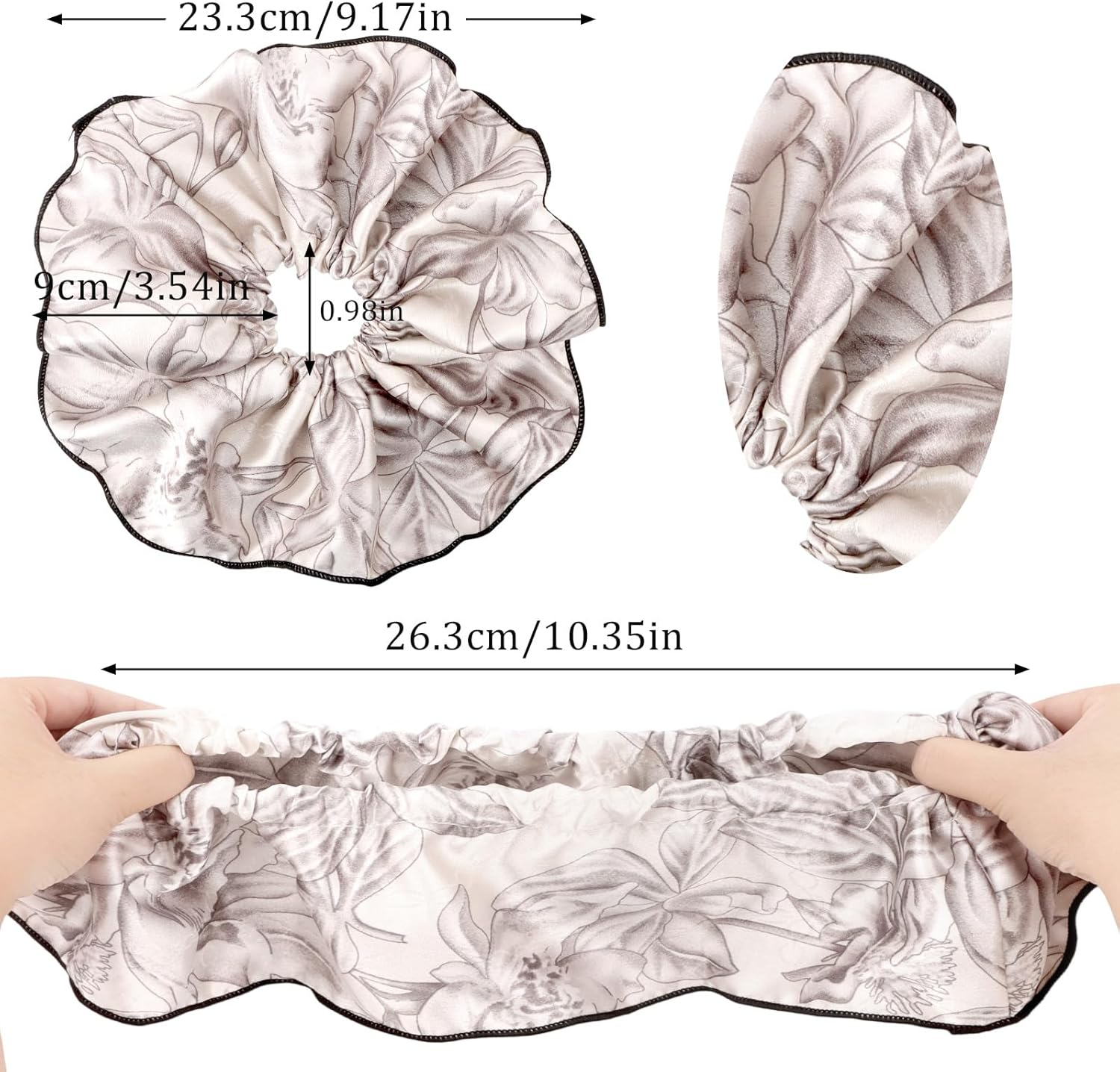 Bumlofa 2 Pieces Printed Pattern Hair Scrunchies Women Set Silky Texture + Retro Designs for Hair Bobbles Girls image number 1