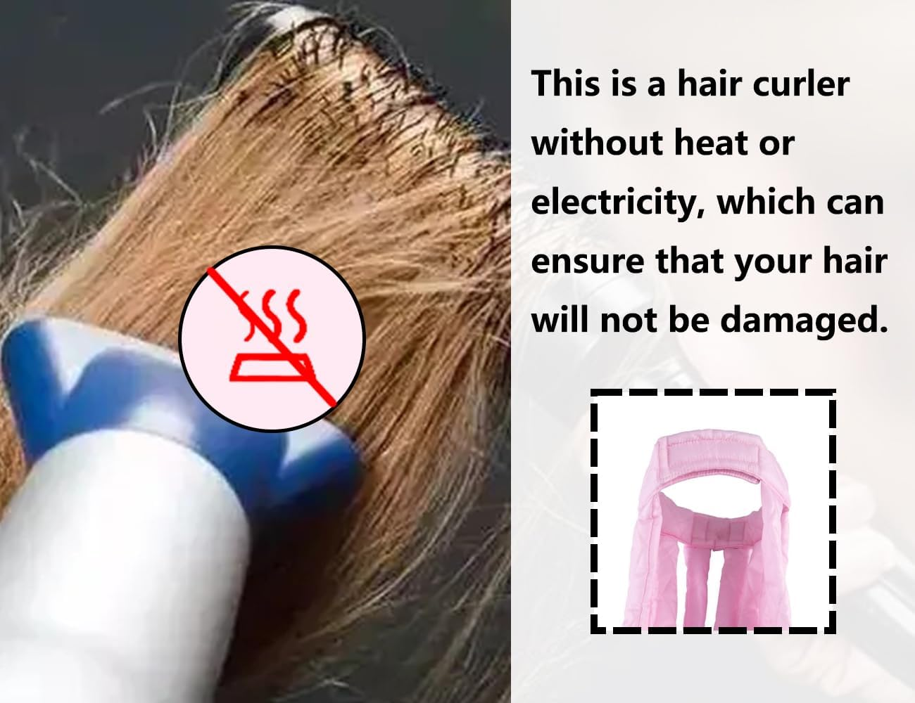 KAPSING Removable Headset plus Size Curlers Overnight Heatless Curls Band Curls without Heat Hair Styling Devices for Long Medium Hair (Pink) image number 5