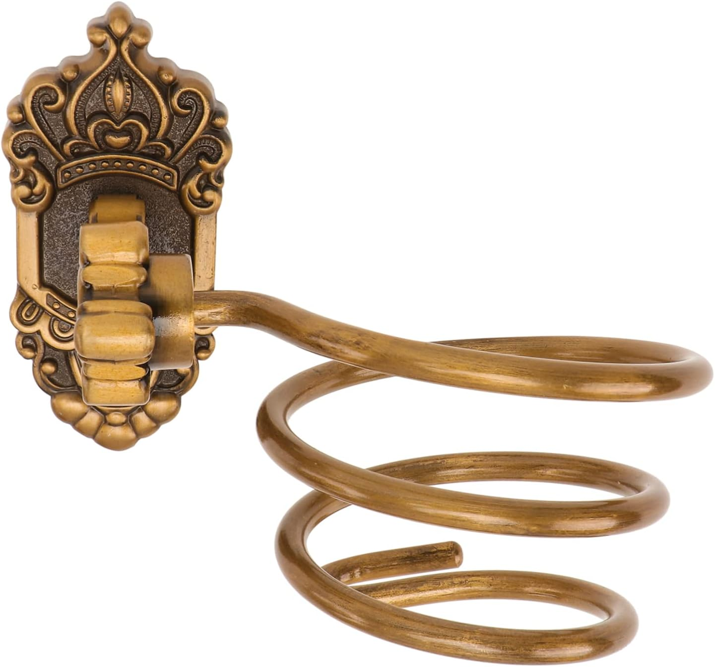 TOVINANNA Retro Space Aluminum Hair Dryer Holder European Style Wall-Mounted Hair Dryer Rack Vintage Crown Design for Bathroom Storage image number 2