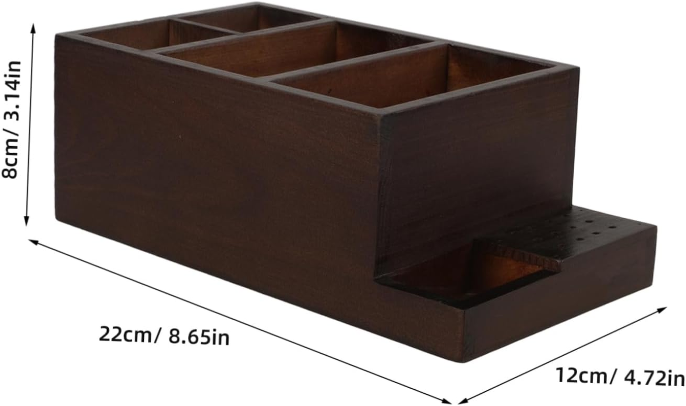 VICASKY Wooden Nail Drill Bit Holder Storage Box Nail Tech Supplies Organizer Manicure Tools Kit image number 2