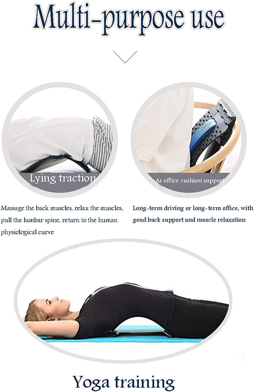 Multi-Level Back Stretching Device,Back Massager Lumbar Support Stretcher Spinal Pain Relieve Back Pain Muscle Pain Relief Black/Blue image number 3