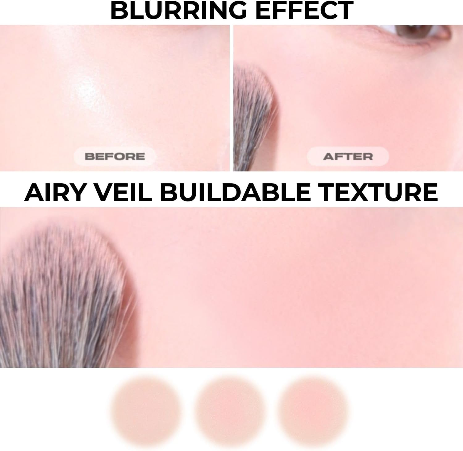 ABOUT TONE Fluffy Wear Blusher - Pressed Powder Cheek Blush with Airy and Soft Matte Blurring Finish Blendable & Buildable Natural Color Korean Makeup Vegan (03 TANGERINE ORANGE, Pack of 1)