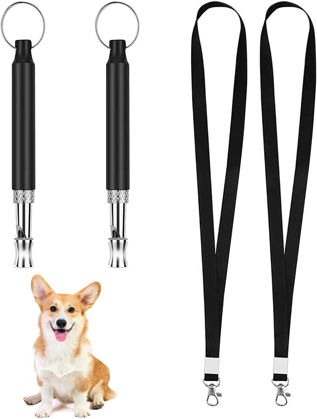 Yharnamite 2 Pcs Dog Whistles Ultrasonic Professional Training Whistles with Lanyard, Adjustable Ultrasonic Silent Dog Whistles, Recall Pet Training Whistles for Dog Training and Behavior Aid (A)