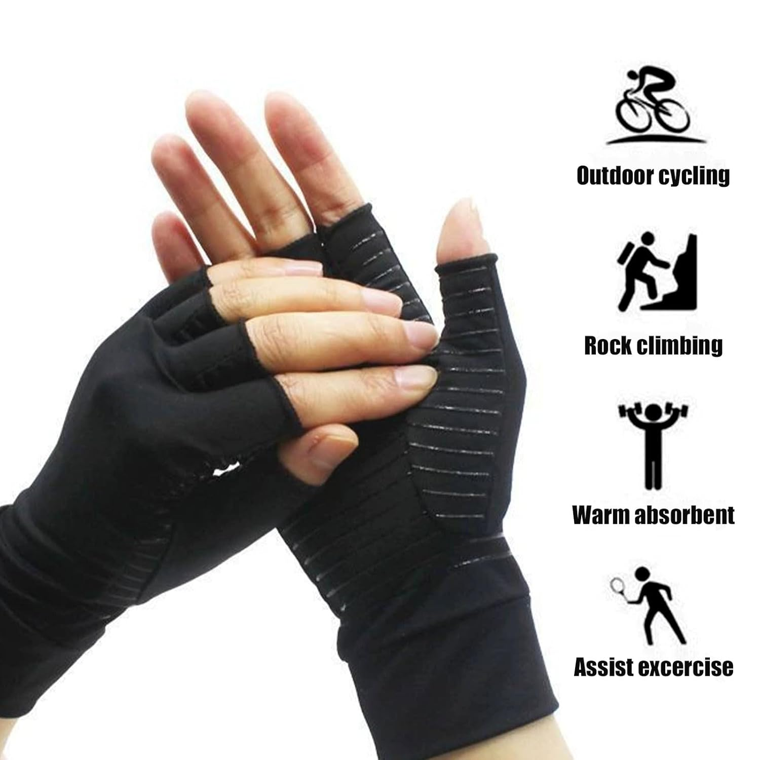 Compression Gloves, Copper Arthritis Gloves Can Relieve Joint Pain Carpal Tunnel Rheumatoid Arthritis Swelling and Fatigue Symptoms Typing Gloves Hand Brace Support for Women and Men image number 5